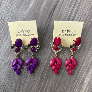 ✨💎 DaVinci Statement Earrings — Purple & Pink — NWT 💎✨